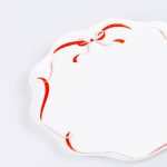 8 Piattini Bianchi con Fiocco Rosso e Rosa