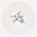 8 Piattini Bianchi con Fiori e Intreccio